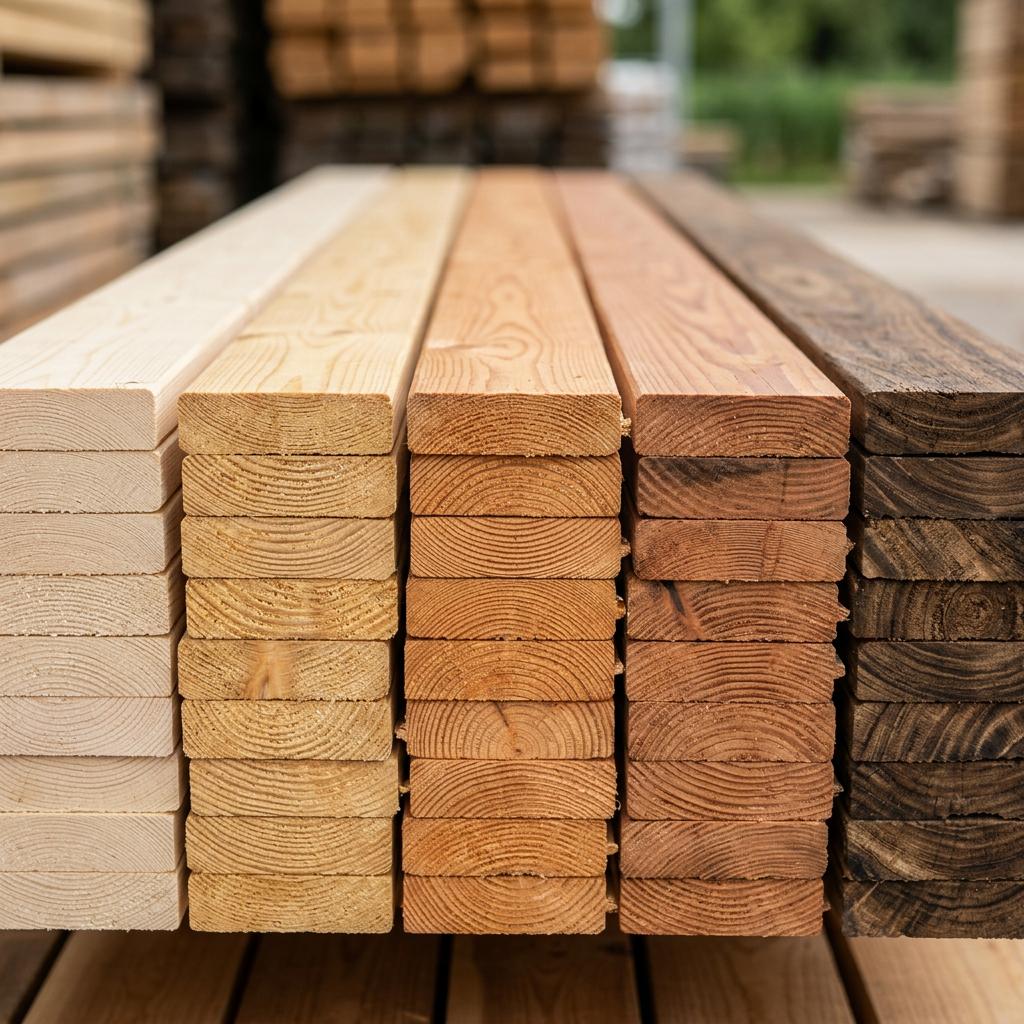 Planches de différentes essences de bois